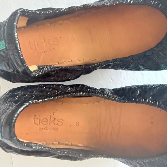 Tieks Obsidian Croc Patent Foldable Cushioned Travel Shoe Workcore Ballet Flat 8 - Picture 4 of 7